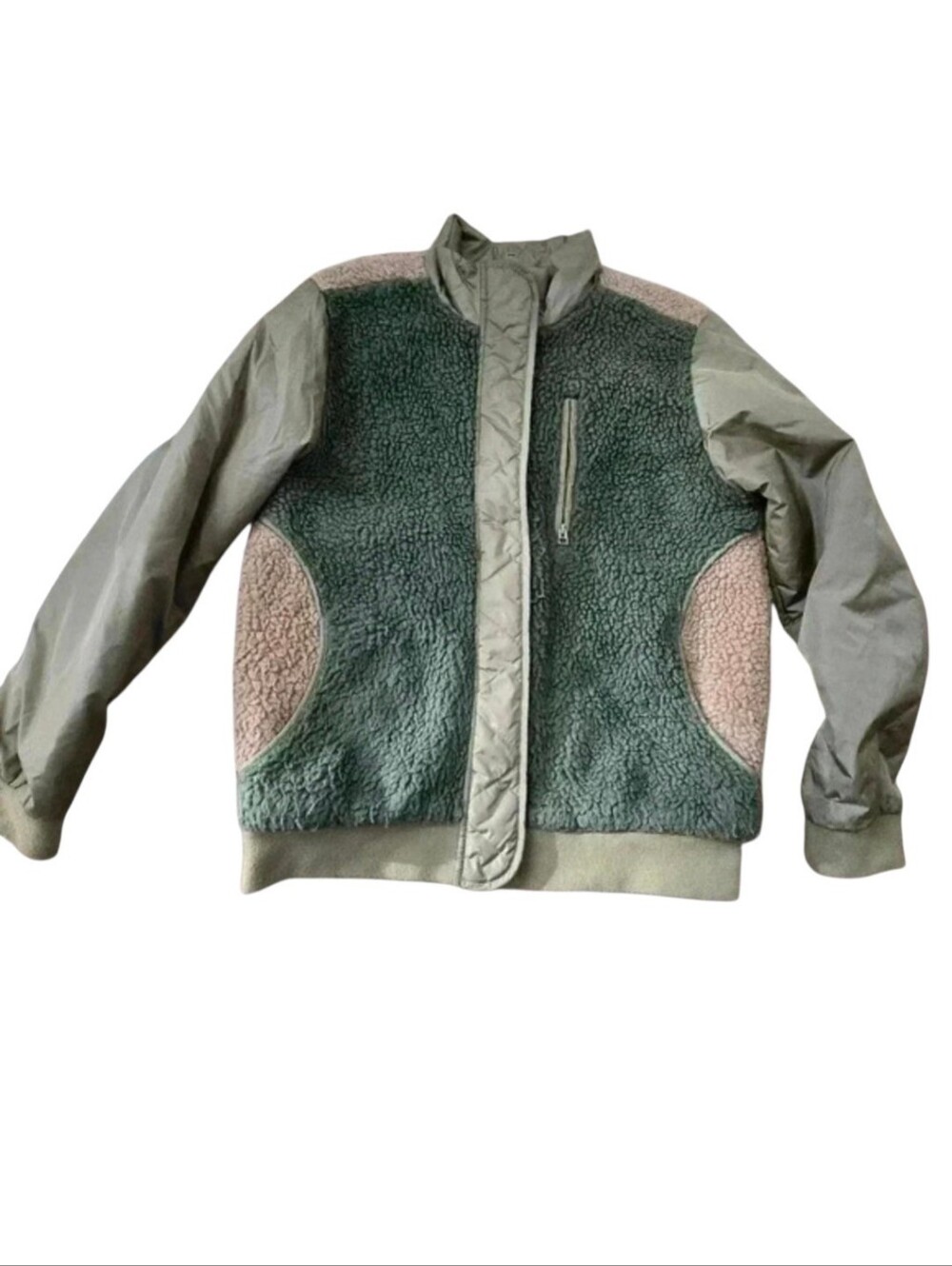 Sherpa Bomber Jacket with Contrast Pockets Sz S